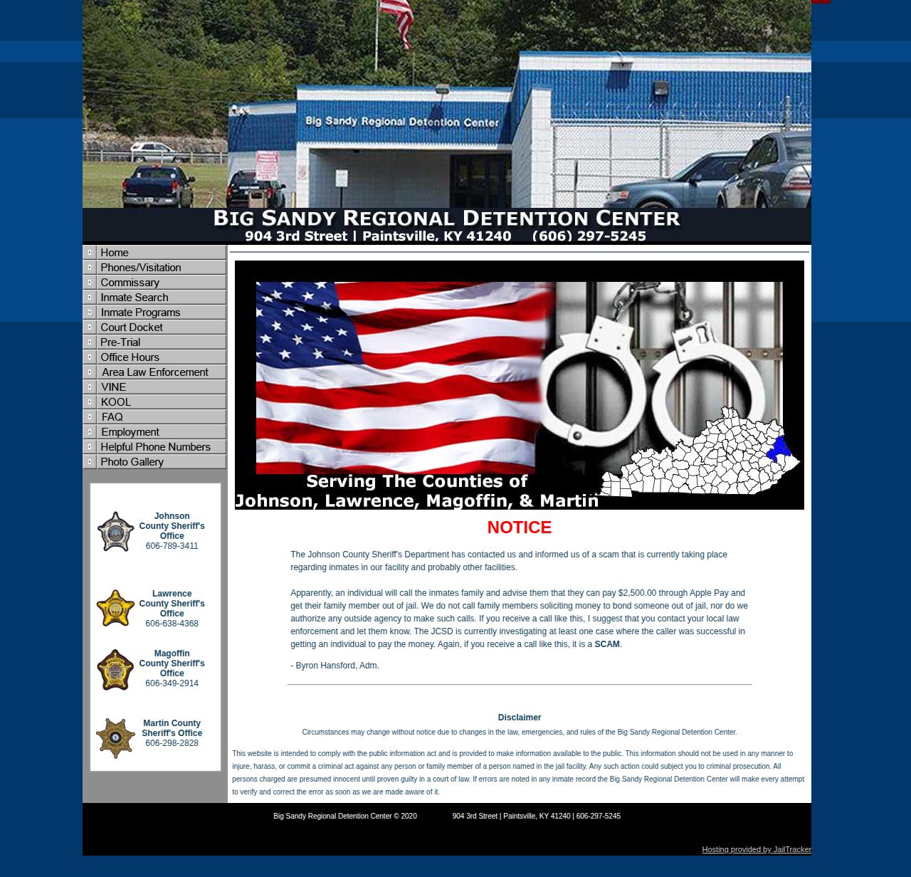 Big Sandy Regional Detention Center official Magoffin County booking record source